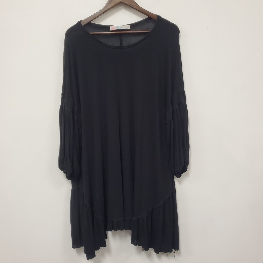 Free People Beach Riverside Tunic Dress Size M Black Witchy Whimsigoth Romantic